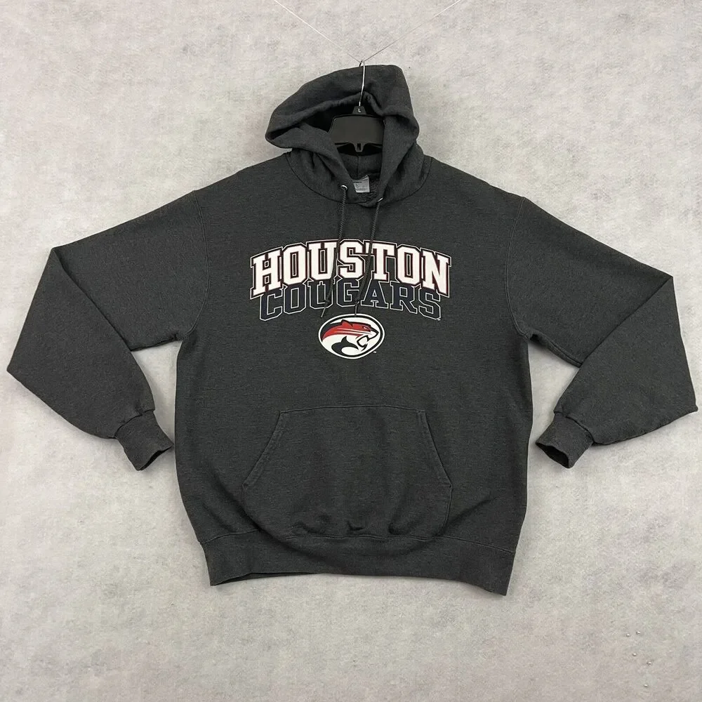 Champion Houston Cougars Hoodie Men’s L Black Eco Fleece Sweatshirt NCAA - Picture 3 of 11